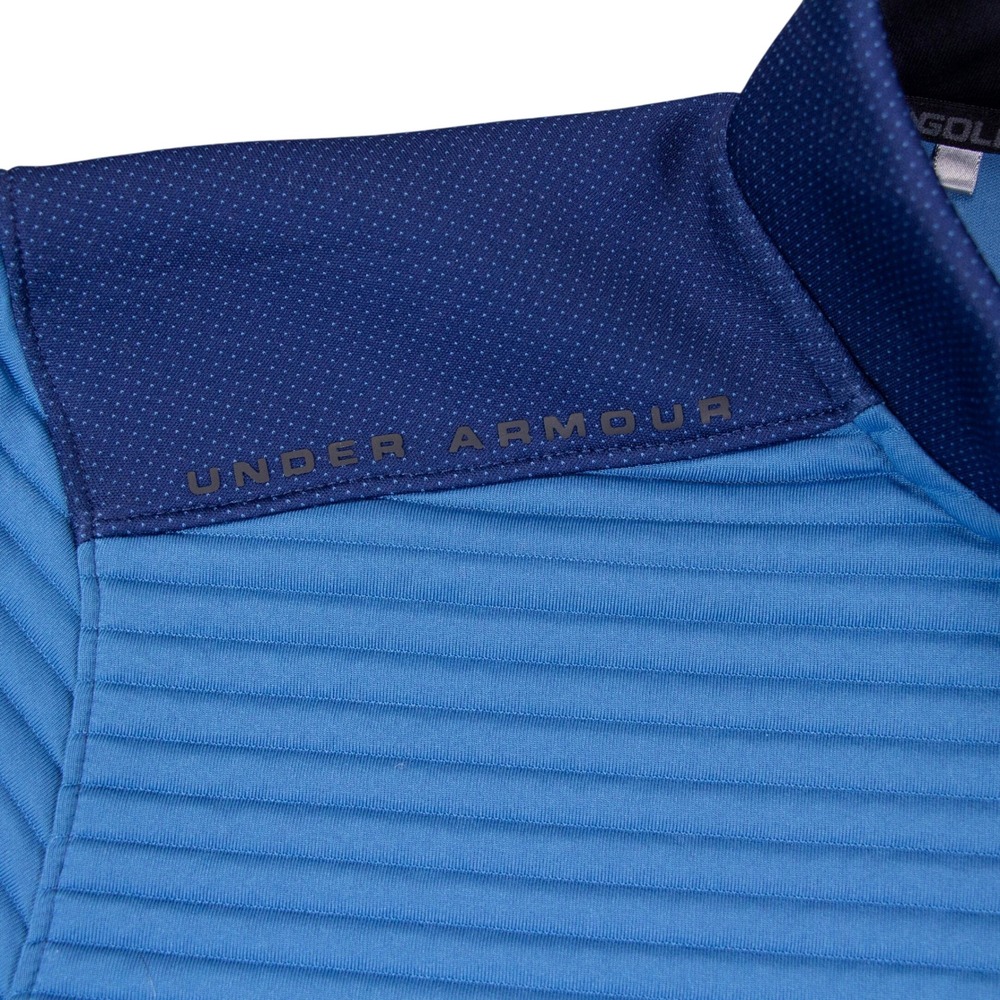 Under Armour Mens M ColdGear Golf 1/4 Zip‎ Pullover Blue Textured Ribbed - Picture 6 of 11